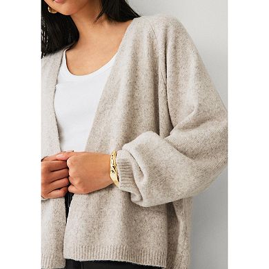 Ellos Plus Size Open-Front Boxy Long Sleeve Cardigan