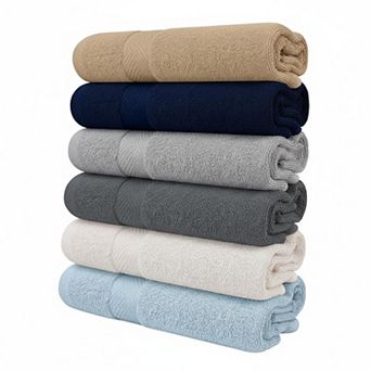 6-pack Cotton Bath Towels Lightweight Absorbent Multi-use Soft