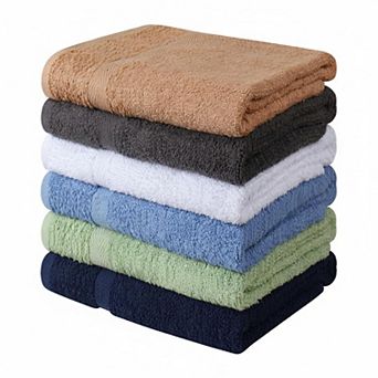 6 Pack Cotton Bath Towel Set Quick Dry Absorbent Lightweight Soft Multi Color 27x54