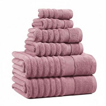 6 pc Cotton Bath Towel Set Zero Twist Soft Absorbent Quick Dry