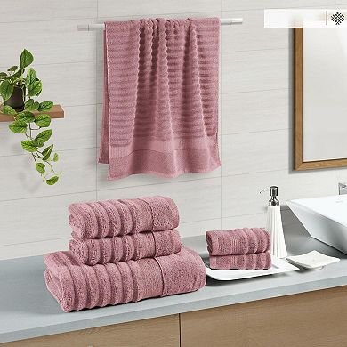 6 Piece Cotton Bath Towel Set Zero Twist Soft Absorbent Quick Dry