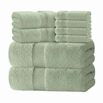 8 pc Cotton Bath Towel Set Highly Absorbent Soft Durable 2 Bath 2 Hand 4 Washcloths