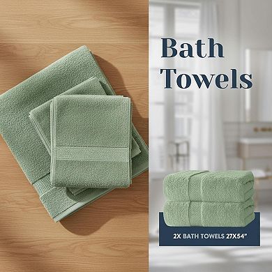 8-Piece Cotton Bath Towel Set Highly Absorbent Soft Durable 2 Bath 2 Hand 4 Washcloths