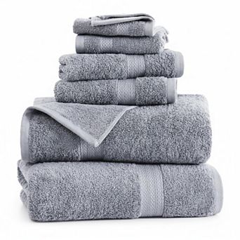 6 pc Luxury Bathroom Towels Set Long Staple Cotton Absorbent Soft