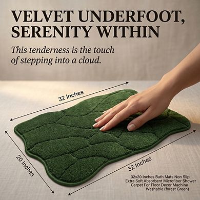 Bathroom Rugs Non Slip Extra Soft Absorbent Microfiber Wave Design Machine Washable