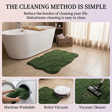 Bathroom Rugs Non Slip Extra Soft Absorbent Microfiber Wave Design Machine Washable