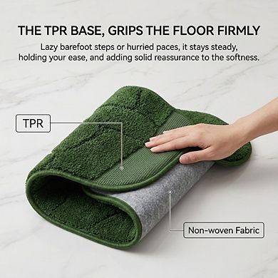 Bathroom Rugs Non Slip Extra Soft Absorbent Microfiber Wave Design Machine Washable