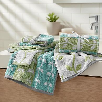 6-Piece Cotton Towel Set Yarn Dyed Jacquard Absorbent Quick Dry Soft Durable