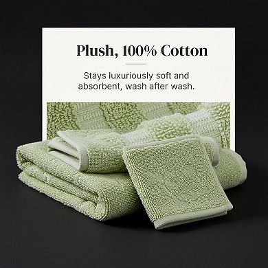 6-Piece Cotton Towel Set Yarn Dyed Jacquard Absorbent Quick Dry Soft Durable