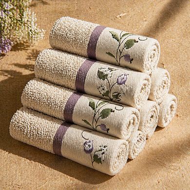 6 Piece Cotton Bath Towel Set Embroidered Jacquard 600 GSM Absorbent