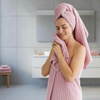 6-Piece Bath Towel Set Plush Coral Fleece Highly Absorbent Quick Dry