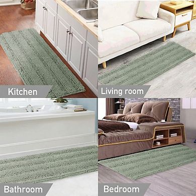 Bathroom Rugs Runner Extra Long Plush Shaggy Chenille Non-slip Absorbent Thick Machine Washable