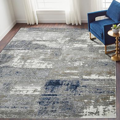 HomeRoots Rectangle Abstract Polyester, Polypropylene Area Rug