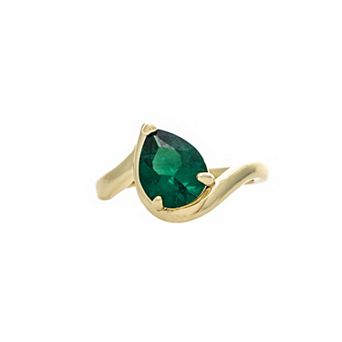 18K Gold Plated Pear CZ Shaped Wavy Band Solitaire Ring