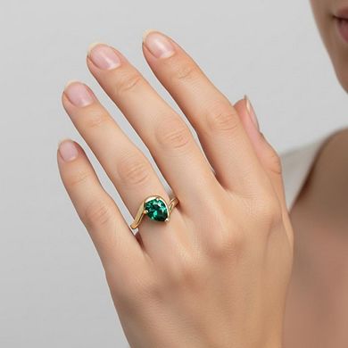 18K Gold Plated Pear CZ Shaped Wavy Band Solitaire Ring