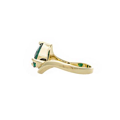 18K Gold Plated Pear CZ Shaped Wavy Band Solitaire Ring