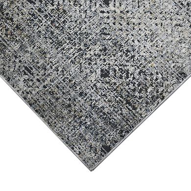 HomeRoots Rectangle Abstract Polyester Area Rug