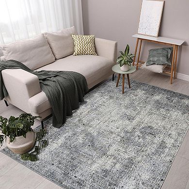 HomeRoots Rectangle Abstract Polyester Area Rug