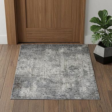 HomeRoots Rectangle Abstract Polyester Area Rug