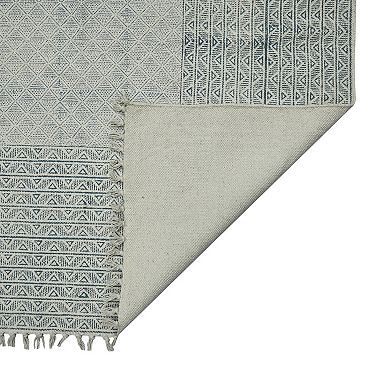 HomeRoots Rectangle Geometric Cotton Area Rug