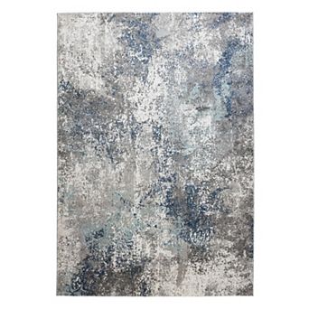 HomeRoots Rectangle Abstract Polyester Area Rug