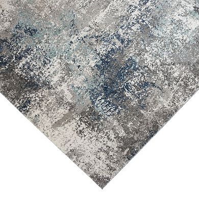 HomeRoots Rectangle Abstract Polyester Area Rug