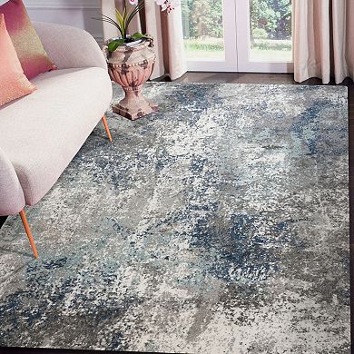 HomeRoots Rectangle Abstract Polyester Area Rug