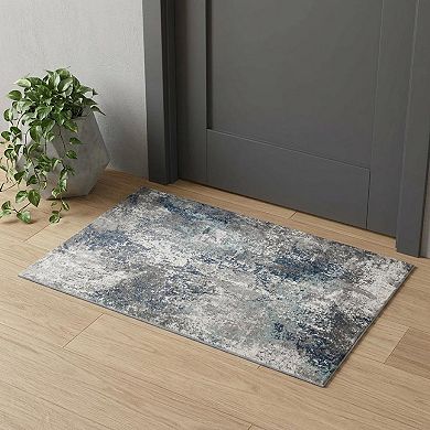 HomeRoots Rectangle Abstract Polyester Area Rug