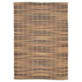 HomeRoots Rectangle Geometric Jute, Rayon Area Rug