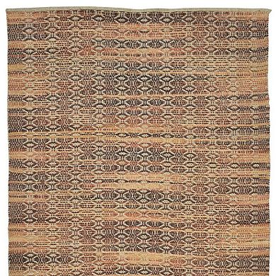 HomeRoots Rectangle Geometric Jute, Rayon Area Rug