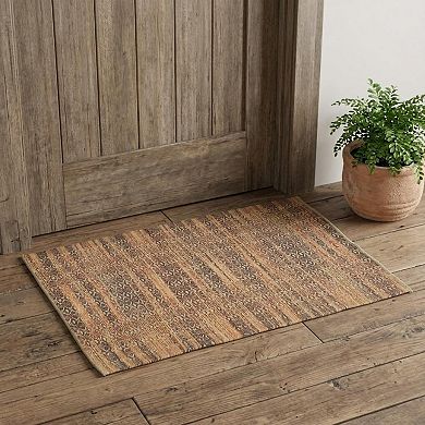 HomeRoots Rectangle Geometric Jute, Rayon Area Rug