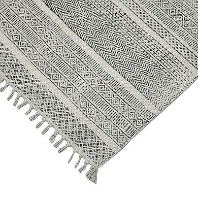 HomeRoots Rectangle Geometric Cotton Area Rug