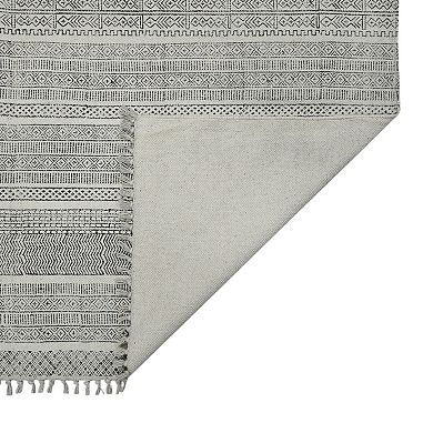 HomeRoots Rectangle Geometric Cotton Area Rug