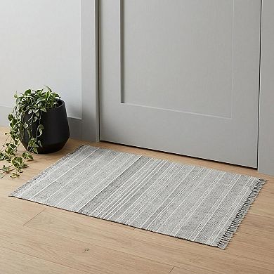 HomeRoots Rectangle Geometric Cotton Area Rug