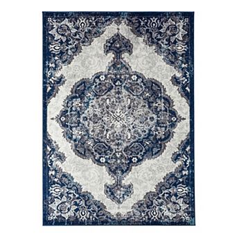 HomeRoots Rectangle Medallion Polypropylene Area Rug