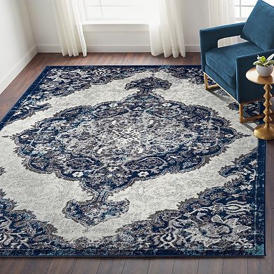 HomeRoots Rectangle Medallion Polypropylene Area Rug
