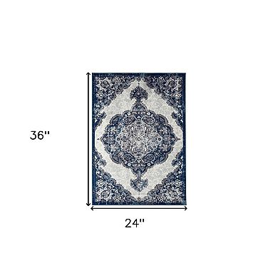 HomeRoots Rectangle Medallion Polypropylene Area Rug