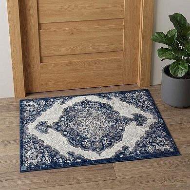 HomeRoots Rectangle Medallion Polypropylene Area Rug