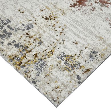 HomeRoots Rectangle Abstract Polypropylene, Polyester Area Rug