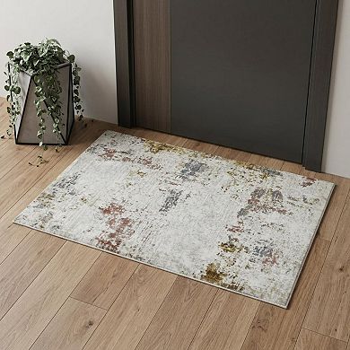 HomeRoots Rectangle Abstract Polypropylene, Polyester Area Rug
