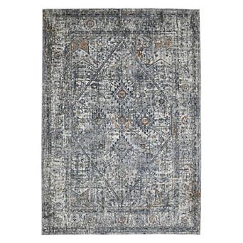 HomeRoots Rectangle Oriental Polyester Area Rug