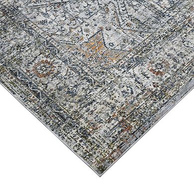 HomeRoots Rectangle Oriental Polyester Area Rug