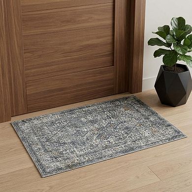 HomeRoots Rectangle Oriental Polyester Area Rug