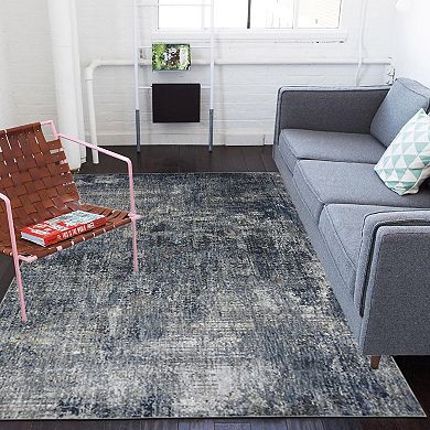 HomeRoots Rectangle Abstract Polyester Area Rug