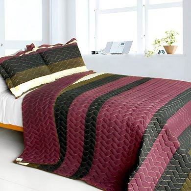 3 Piece Wave Design Patchwork Quilt Set Cotton Vermicelli Quilted Bedding Set