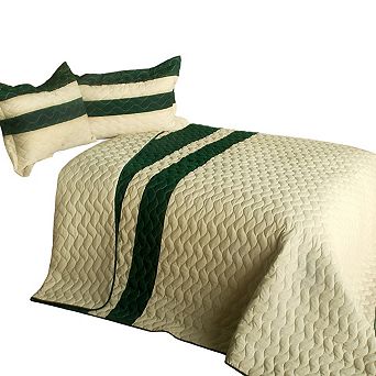 3 pc Horizontal Lines Patchwork Quilt Bedding Set with Shams TC Fabric for Bedroom and Guest Room