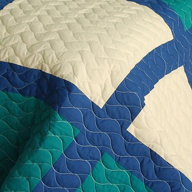 Full/Queen 3 Piece Quilt Set Patchwork Style Bedding Set with Shams Reversible Quilted Bed Cover Set