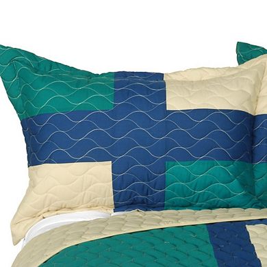 Full/Queen 3 Piece Quilt Set Patchwork Style Bedding Set with Shams Reversible Quilted Bed Cover Set