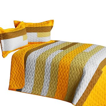 3 pc Patchwork Quilt Set Quilted Reversible Lightweight Bedding Set for Bedroom Update