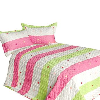 Cotton Vermicelli Quilted Patchwork Set Bedding With Shams Multiple Sizes